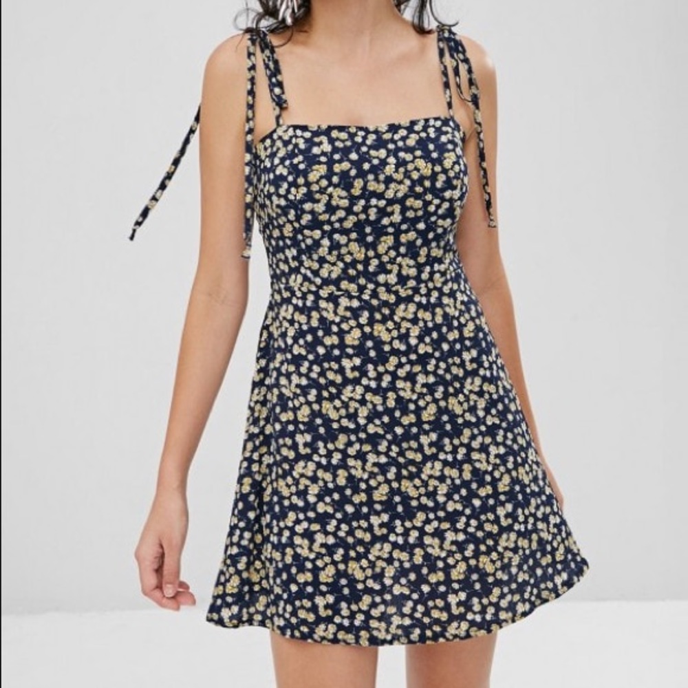 Floral Mini Sundress - Deep Blue S